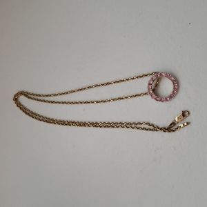 Pink gemstone circle necklace